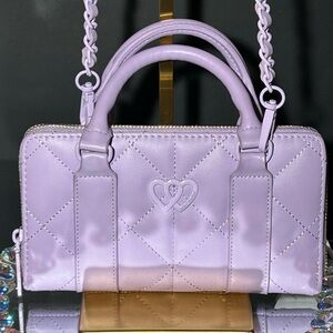 Betsey Johnson Purple XOLAYLA Clutch Crossbody 8.5” x 5” Quilted Bag NWT